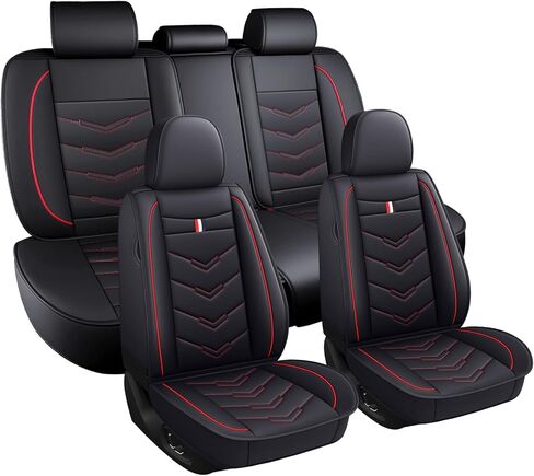 أغطية مقاعد السيارة 8 مقاعد لسيارة Toyota Highlander 2001-2025، أغطية وسائد جلدية متينة مقاومة للماء، واقي مقعد بتغطية كاملة قابلة للتنفس (فاخر، أسود أبيض) in Kuwait