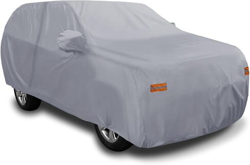 غطاء سيارة SUV لسيارة شيفروليه تاهو 4 أبواب 2007-2024 خارجي مقاوم للماء والشمس والأمطار والرياح والثلج حماية 190T PU مع سحاب باب السائق رمادي ملحقات السيارات in Kuwait