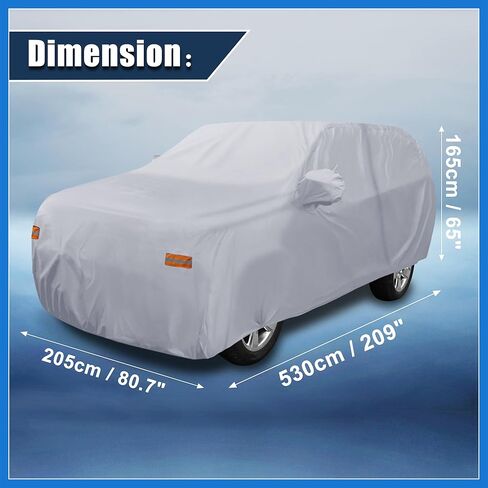 غطاء سيارة SUV لسيارة شيفروليه تاهو 4 أبواب 2007-2024 خارجي مقاوم للماء والشمس والأمطار والرياح والثلج حماية 190T PU مع سحاب باب السائق رمادي ملحقات السيارات in Kuwait