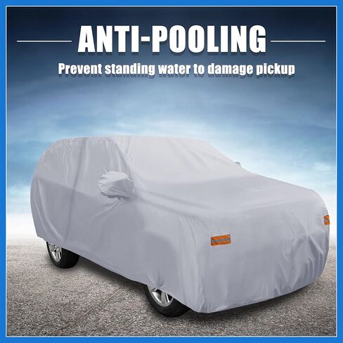 غطاء سيارة SUV لسيارة شيفروليه تاهو 4 أبواب 2007-2024 خارجي مقاوم للماء والشمس والأمطار والرياح والثلج حماية 190T PU مع سحاب باب السائق رمادي ملحقات السيارات in Kuwait