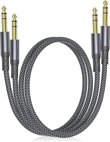 Elebase 1/4 Inch TRS Instrument Cable 10ft 2-Pack,Straight 6.35mm Male Jack Stereo Audio Interconnect Cord,6.35 mm Balanced Line for Electric Guitar,Bass,Keyboard,Mixer,Amplifier,Amp,Speaker,Equalizer in Kuwait