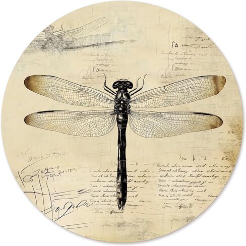 Vintage Dragonfly Round Mouse Pad, Dark Cottagecore Non-Slip Base Mousepad Gift, Vintage Moody Gifts Desktop Protection Mouse Mat for Computer Desk Home Office, 8.7x8.7 Inches in Kuwait
