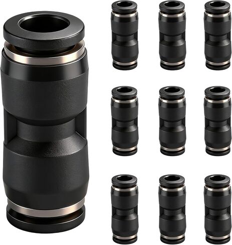 Baomain Pneumatic Union Fittings PU-8 8mm ادفع بلمسة سريعة لتوصيل الأنبوب الأسود، حزمة من 10 in Saudi Arabia