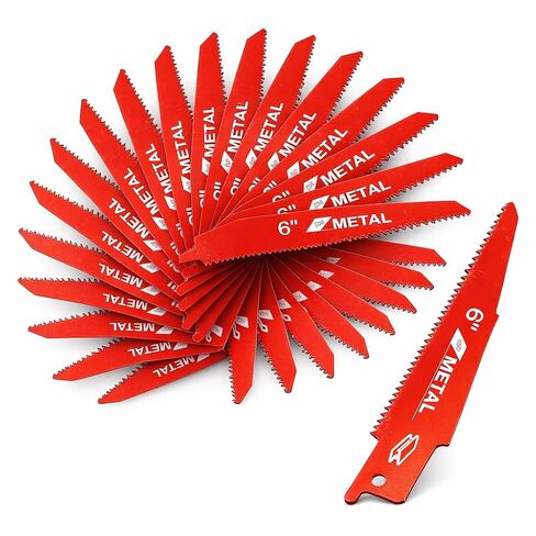 25 Pcs Diablo Reciprocating Saw Blades, 6 inch 14/18 TPI Bi-Metal Saw Blades for 1/16-5/16 Medium Metals, Replace for Milwaukee and Diablo Saw Blade in Kuwait