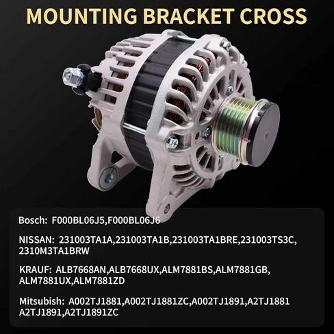Alternator 12V 110Amp Compatible with Nissan Teana L33 2.5L 2014-, Altima L33 2.5L 2012-Present, Maxima 2016-, Murano 2016- – High Output Automotive Replacement 23100-3TA1B Charging Generator Assembly in Kuwait