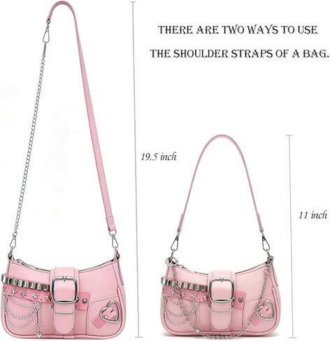 Y2k Gothic Pink Mini Shoulder Bag Set with Sunglasses, Star Hair Clips & Strawberry Keychain - Complete Kawaii Aesthetic Accessory Kit for Women in Saudi Arabia