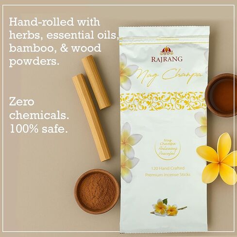 صندوق أعواد راجرانج ناغ شامبا 120 جرام (120 عصا) معطرة ملفوفة يدويًا من أجل معطر غرفة المعبد واليوجا in Kuwait