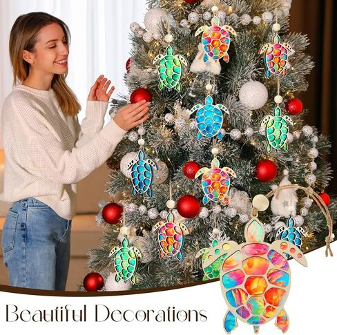 Geelin 6 Pcs Sea Turtle Gifts for Women, Sea Turtle Acrylic Ornament with Story Card, Beach Christmas Ornaments for Women Friend Birthday Sisterhood, Special Bond Decor in Saudi Arabia