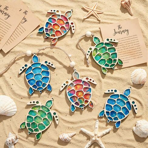 Geelin 6 Pcs Sea Turtle Gifts for Women, Sea Turtle Acrylic Ornament with Story Card, Beach Christmas Ornaments for Women Friend Birthday Sisterhood, Special Bond Decor in Saudi Arabia