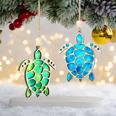 Geelin 6 Pcs Sea Turtle Gifts for Women, Sea Turtle Acrylic Ornament with Story Card, Beach Christmas Ornaments for Women Friend Birthday Sisterhood, Special Bond Decor in Saudi Arabia