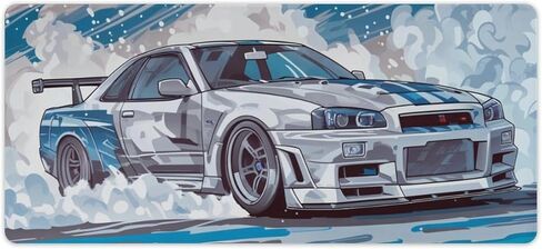 Cool Drift Car JDM R34 Large Gaming Mouse Pad Non-Slip Rubber Base Desk Mat Computer Accessories for Office & Gaming Setups 40x90cm in Kuwait