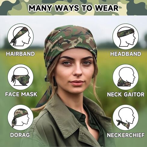 Ramede 6 Pack Camouflage Jumbo Bandanas 27" x 27" Polyester Military Head Wrap for Men Large Military Bandanna for Father Dad in Saudi Arabia
