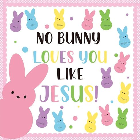 مجموعة زخارف لوحة الإعلانات الدينية لعيد الفصح مع حدود ديكور الفصل الدراسي يسوع المسيحي للمعلمين، أرنب اللمحات للفصل الأحد، لوحة تزيين الفصل الدراسي للمدرسة in Kuwait