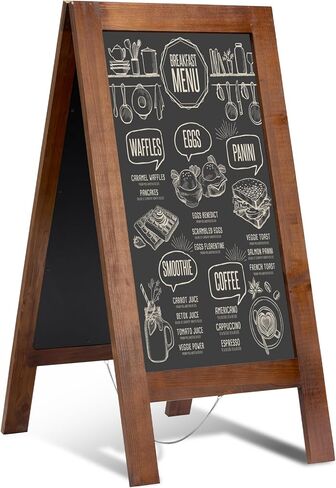 40x20 Reinforced A Frame Solid Wood Double-Sided Chalkboard Sandwich Board Sign, Chalkboard Easel Stand for Outdoor & Indoor Use, Standing Chalk Board Sign for Restaurant, Cafe, Wedding, Event in Kuwait