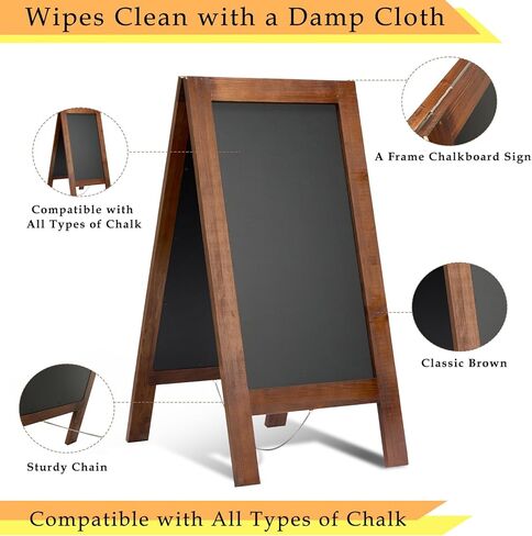 40x20 Reinforced A Frame Solid Wood Double-Sided Chalkboard Sandwich Board Sign, Chalkboard Easel Stand for Outdoor & Indoor Use, Standing Chalk Board Sign for Restaurant, Cafe, Wedding, Event in Kuwait