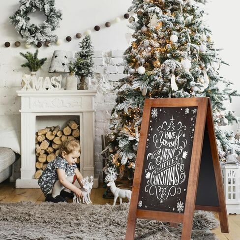 40x20 Reinforced A Frame Solid Wood Double-Sided Chalkboard Sandwich Board Sign, Chalkboard Easel Stand for Outdoor & Indoor Use, Standing Chalk Board Sign for Restaurant, Cafe, Wedding, Event in Kuwait