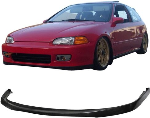 Front Bumper Lip Compatible with 1992-1995 Honda Civic, EG SIR Style Unpainted Black PU Spoiler Splitter Valance Fascia Cover Guard Protection Conversion by IKON MOTORSPORTS, 1993 1994 in Saudi Arabia