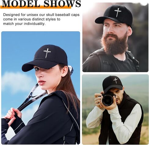 Christian Baseball Cap for Men Cotton 3 Nails Jesus Crosses Snapback Hats for Men Cross Black Baseball Hat Three Nail Trucker Hat Women Mens Religious Faith Hats Running Golf Accessories Christ Gifts in Kuwait