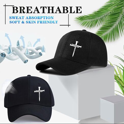 Christian Baseball Cap for Men Cotton 3 Nails Jesus Crosses Snapback Hats for Men Cross Black Baseball Hat Three Nail Trucker Hat Women Mens Religious Faith Hats Running Golf Accessories Christ Gifts in Kuwait