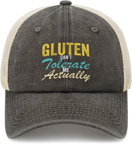Gluten Can't Tolerate Me Actually Hat for Men Baseball Cap Vintage Washed in Saudi Arabia