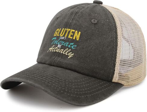 Gluten Can't Tolerate Me Actually Hat for Men Baseball Cap Vintage Washed in Saudi Arabia