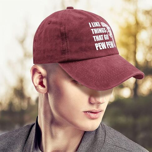 i Like Things That go pew pew Cap Sports hat Golf Hats Men Gifts for Dad Cycling Caps Wine Red in Kuwait