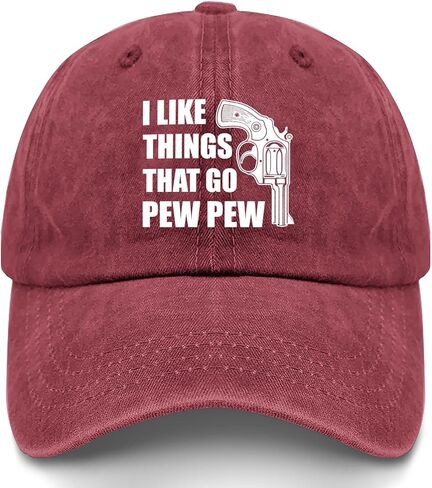 i Like Things That go pew pew Cap Sports hat Golf Hats Men Gifts for Dad Cycling Caps Wine Red in Kuwait