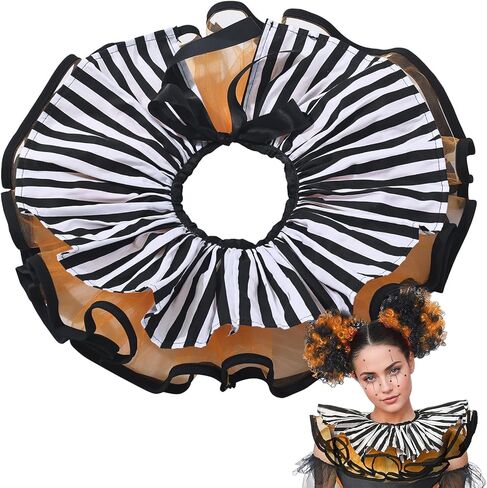 Layered Clown Collar, Tulle Ruffled Fake Collar Mesh Clown for Halloween Carnival Cosplay in Kuwait