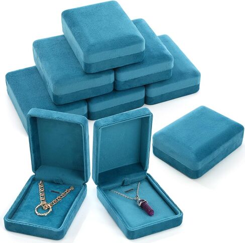 6 Pcs Blue Velvet Jewelry Gift Boxes Bulk for Necklace 3.94 x 2.95 x 1.38 Inches Pendant Ring Earring Display Case for Wedding Engagement Birthday Anniversary in Saudi Arabia