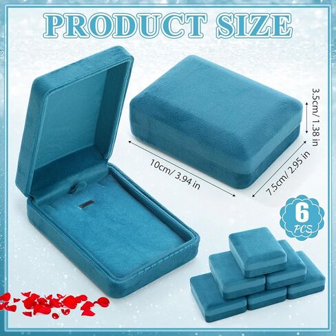 6 Pcs Blue Velvet Jewelry Gift Boxes Bulk for Necklace 3.94 x 2.95 x 1.38 Inches Pendant Ring Earring Display Case for Wedding Engagement Birthday Anniversary in Saudi Arabia