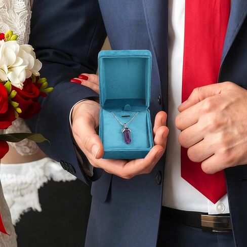 6 Pcs Blue Velvet Jewelry Gift Boxes Bulk for Necklace 3.94 x 2.95 x 1.38 Inches Pendant Ring Earring Display Case for Wedding Engagement Birthday Anniversary in Saudi Arabia