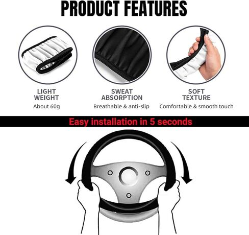 Leather Steering Wheel Cover Compatible with Challenger Charger Avenger Ram Universal Size in Kuwait