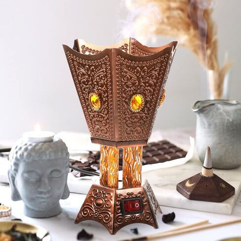 Electric Incense Burner Metal Bakhoor Burner Middle Eastern Style Tabletop Electric Censer for Home Office Yoga Spa Decor in Saudi Arabia