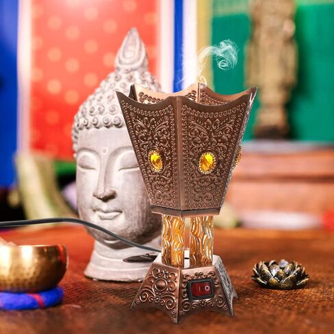 Electric Incense Burner Metal Bakhoor Burner Middle Eastern Style Tabletop Electric Censer for Home Office Yoga Spa Decor in Saudi Arabia