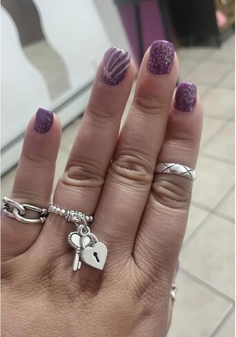 Heart Ring Stretch Rings for Women Dangle Charm Lock & Key Antique Silver Casual Daily Jewelry in Kuwait