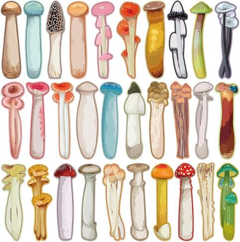 30-Pack Cute Mushroom Bookmarks for Reading — 5.9in Aesthetic Mushroom Paper Bookmarks for Kids, Book Marks Gift for Students and Readers in Saudi Arabia