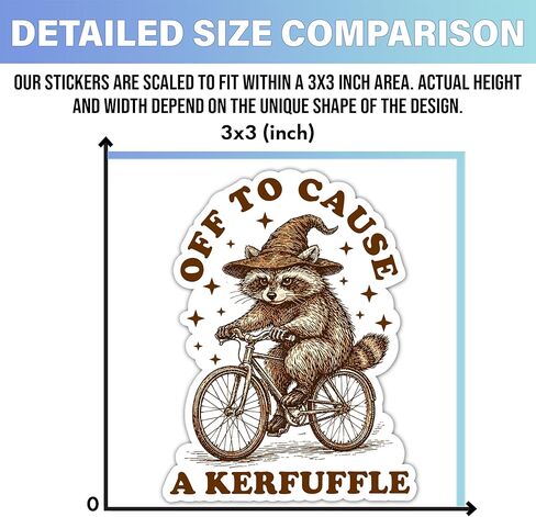 (3 Pcs, 3 inch) Off to Cause A Kerfuffle Raccoon Sticker, Funny Raccoon Wizard Riding Bike Sticker Gifts Decoration for Laptops, Phones in Saudi Arabia