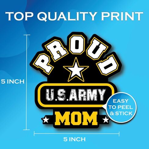 Proud US Army Mom - United States Military Army Mom Stickers - Premium Quality Vinyl Bumper Stickers 2-Pack | 5-Inch on Widest Side | Made in USA - FHJ565 in Saudi Arabia