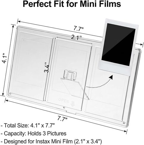 إطار صور مجمعة صغير، إطار صور عمودي شفاف بـ 3 شبكات، إطارات صور بولارويد 3 في 1 لصور مقاس 3 بوصة، شاشة سطح المكتب على سطح الطاولة، شفافة، إطارات صور مقاس 2 × 3 بوصة in Kuwait
