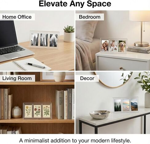 إطار صور مجمعة صغير، إطار صور عمودي شفاف بـ 3 شبكات، إطارات صور بولارويد 3 في 1 لصور مقاس 3 بوصة، شاشة سطح المكتب على سطح الطاولة، شفافة، إطارات صور مقاس 2 × 3 بوصة in Kuwait