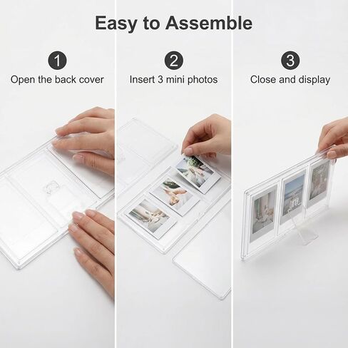 إطار صور مجمعة صغير، إطار صور عمودي شفاف بـ 3 شبكات، إطارات صور بولارويد 3 في 1 لصور مقاس 3 بوصة، شاشة سطح المكتب على سطح الطاولة، شفافة، إطارات صور مقاس 2 × 3 بوصة in Kuwait