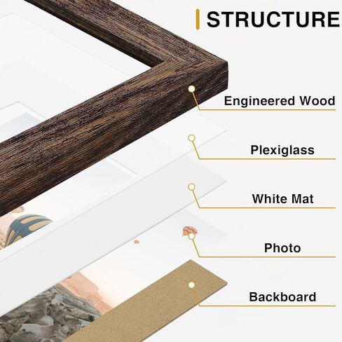 إطارات صور Vittanly لتزيين الحائط للتركيب أو عرض الطاولة، مجموعة إطار صورة للعائلة، مقاسات متعددة بما في ذلك 8x10، 5x7، 4x6، بني قديم، 20 حزمة in Kuwait