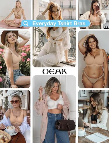 OEAK Womens Wireless Jelly Bra Plus Size Dusty Pink & Comfortable Bras Pull On Bras Sand XL in Kuwait