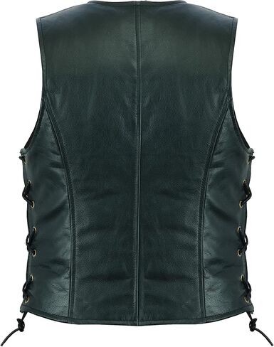 Women’s Genuine Cowhide Leather Vest – Classic Side Lace Biker Waistcoat with Soft Lining & Multi Pockets in Saudi Arabia