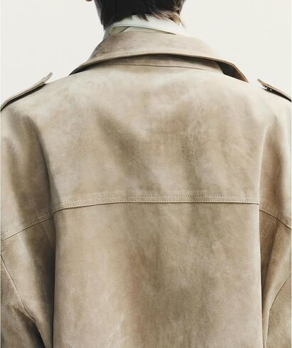 Womens Faux Suede Leather Jackets Zipper Lapel Long Sleeve Bomber Jackets Oversized Blazer Going Out Outwear(Khaki,S) in Saudi Arabia