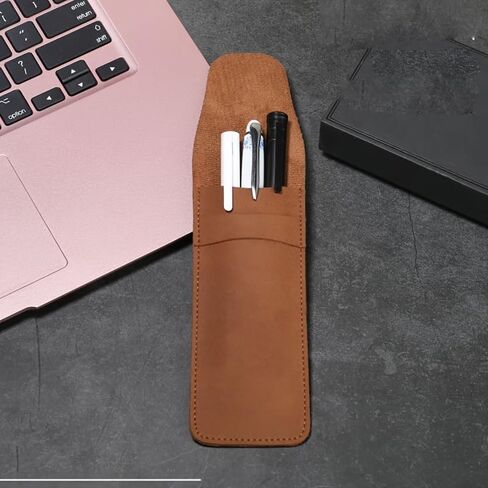 Pen Case Holder Fountain Multi Pens Pouch Faux Leather Pen Protective Sleeve Cover Large – 1pack (black) in Saudi Arabia