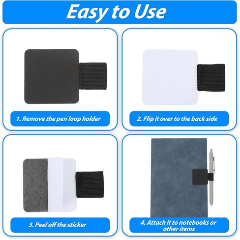 20 قطعة من حامل حلقة القلم للكمبيوتر المحمول، حلقة قلم لاصقة جلدية للكمبيوتر المحمول، حامل أقلام رصاص مرن لأجهزة الكمبيوتر المحمولة والمجلات والتقويمات ومخطط الكتاب المقدس (أسود) in Kuwait