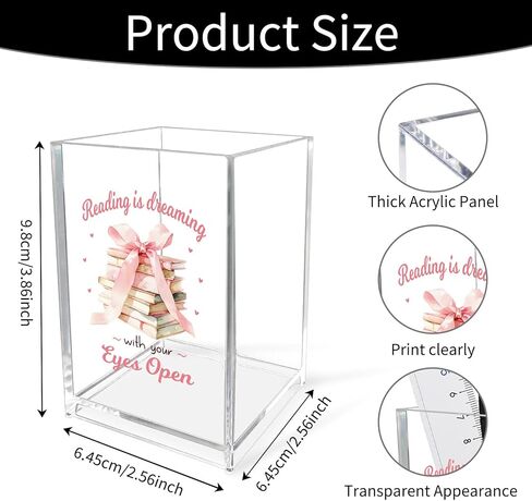 Book Lovers Gifts Bookish Bookworm Book Themed Librarians Gifts Bow Stuff Mothers Day Teachers Christmas Valentines Day Gift Pink Acrylic Bookmark Holder Pen Pencil Cup Home Gift Office Desk Organizer in Kuwait