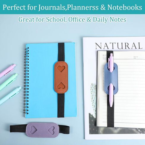 6 Pcs Pen Holder for Notebook Journal Planner, Adjustable Elastic Bands PU Leather Pen Holder Straps for Journals Planners Binders, Fits 7-11 Inch Books in Saudi Arabia