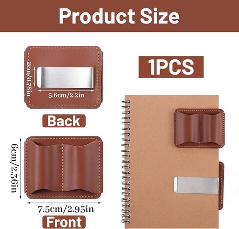 مشبك حامل أقلام جلدي مصنوع يدويًا لأجهزة الكمبيوتر المحمولة والمجلات، حامل أقلام جلدي بفتحة مزدوجة للمسافرين وحوامل أقلام دفتر الملاحظات لكتب مخططي أجهزة الكمبيوتر المحمول (عبوة واحدة، بني) in Kuwait